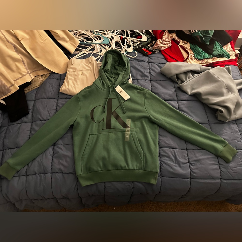 Calvin Klein Forest Green Hoodie with Black Logo